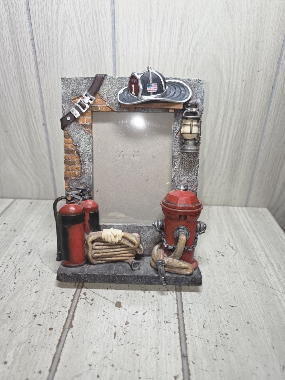 Vintage Fireman 3D Resin Decorative 3x5 Photo Frame Pictures Fire Dads Day
